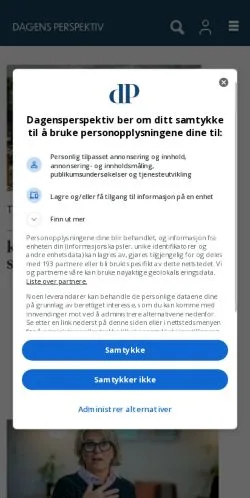 Vista previa del sitio Dagens Perspektiv, medio de Noruega para artículos patrocinados