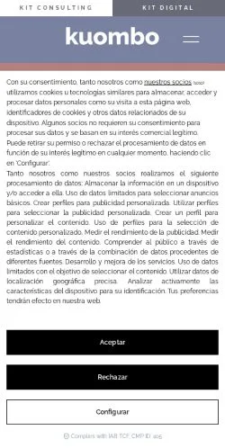 Preview of the Kuombo website, a media outlet in Spain for sponsored articles