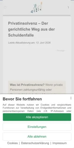 Anteprima del sito Die Privatinsolvenz, media di Germania per articoli sponsorizzati