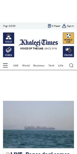Anteprima del sito Khaleej Times, media di Stati Uniti per articoli sponsorizzati