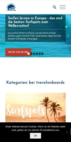 Anteprima del sito Travel On Boards, media di Germania per articoli sponsorizzati