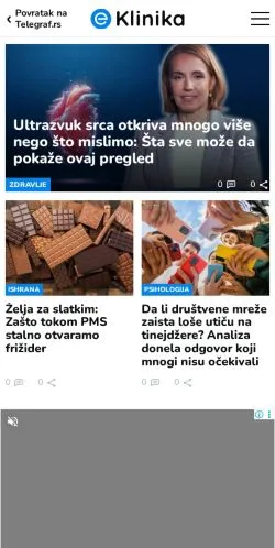 Anteprima del sito eKlinika, media di Stati Uniti per articoli sponsorizzati