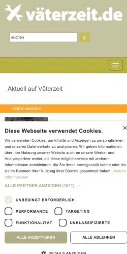 Vorschau der Website Väterzeit, Medium aus Deutschland für gesponserte Artikel