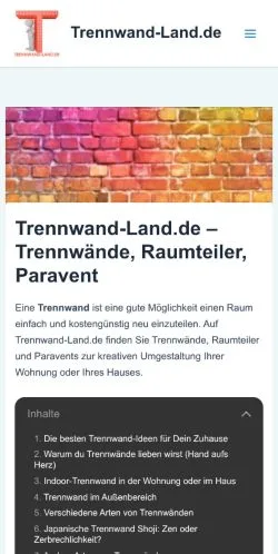 Podgląd witryny Trennwand-Land, medium z kraju Niemcy do artykułów sponsorowanych