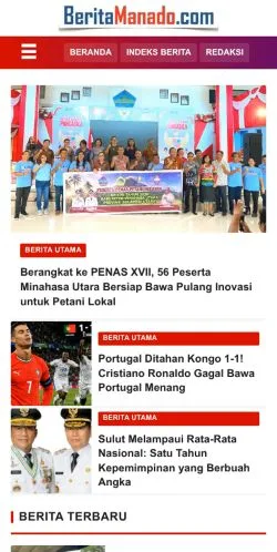 Voorbeeld van de site Berita Manado, medium uit Indonesië voor gesponsorde artikelen