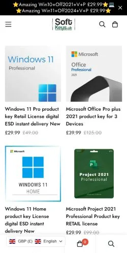 Pré-visualização do site Softkeys, meio de Reino Unido para artigos patrocinados