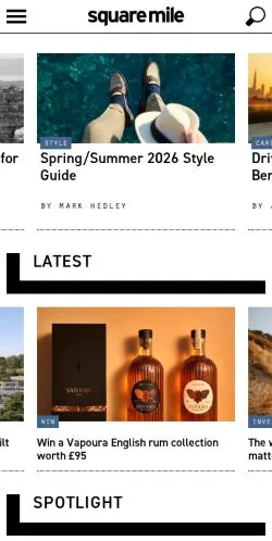 Pré-visualização do site Square Mile, meio de Estados Unidos para artigos patrocinados