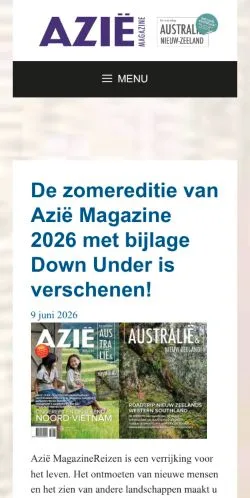 Vista previa del sitio Azië Magazine, medio de Países Bajos para artículos patrocinados