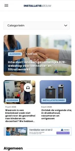 Anteprima del sito Installatie & Bouw, media di Paesi Bassi per articoli sponsorizzati