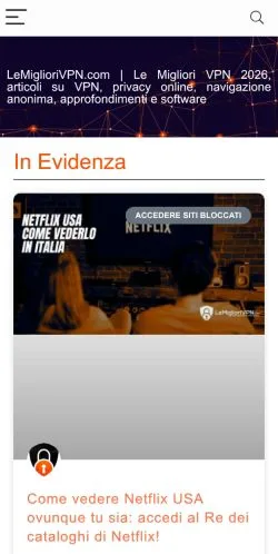 Vista previa del sitio Le Migliori VPN, medio de Italia para artículos patrocinados