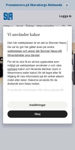 Voorbeeld van de site SLA, medium uit Zweden voor gesponsorde artikelen