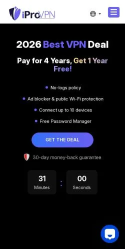 スポンサード記事向けのアメリカ合衆国メディア、iProVPNのサイトプレビュー