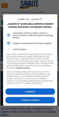 Sponsorlu makaleler için Amerika Birleşik Devletleri medyası Savaitė sitesinin önizlemesi