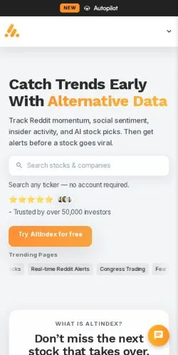 Forhåndsvisning av nettstedet AltIndex, medium fra USA for sponsede artikler