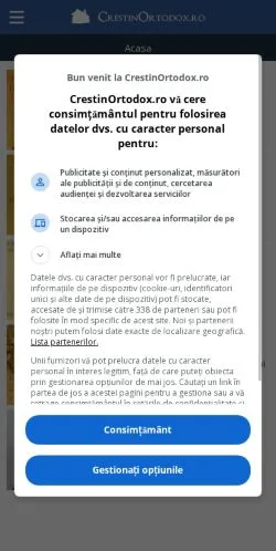 Vista previa del sitio CrestinOrtodox, medio de Rumanía para artículos patrocinados
