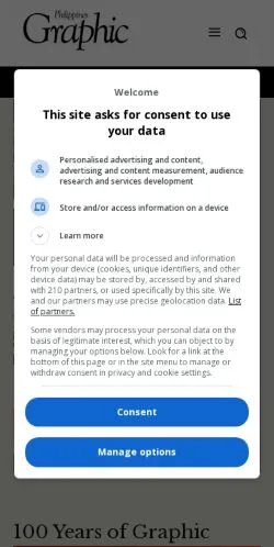 Anteprima del sito Philippines Graphic, media di Stati Uniti per articoli sponsorizzati