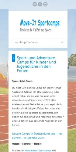 Anteprima del sito Move-It Sport- Adventurecamps, media di Germania per articoli sponsorizzati