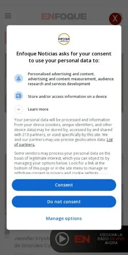 Anteprima del sito Enfoque, media di Messico per articoli sponsorizzati