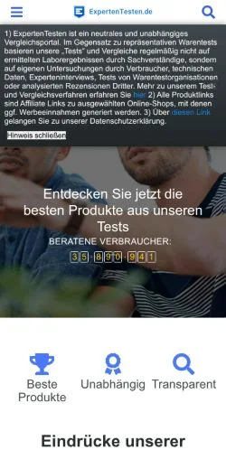 Podgląd witryny Experten Testen, medium z kraju Niemcy do artykułów sponsorowanych