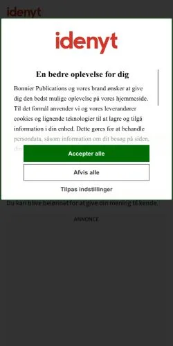 Preview of the Idenyt website, a media outlet in Denmark for sponsored articles