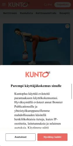 Anteprima del sito Kunto Plus, media di Finlandia per articoli sponsorizzati