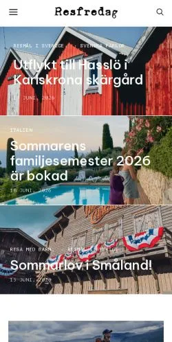 Vista previa del sitio Resfredag, medio de Suecia para artículos patrocinados