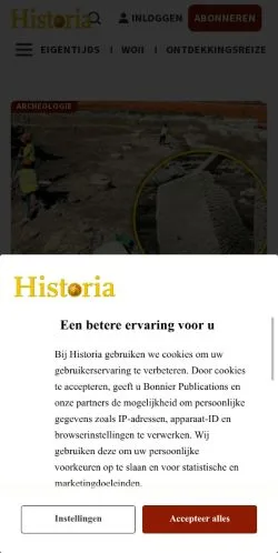 Podgląd witryny Historianet, medium z kraju Holandia do artykułów sponsorowanych