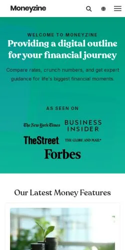 Anteprima del sito Moneyzine, media di Stati Uniti per articoli sponsorizzati