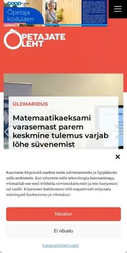 Preview of the Õpetajate Leht website, a media outlet in Estonia for sponsored articles