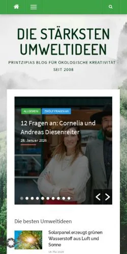 스폰서 기사용 독일 매체 Printzipia Die Stärksten Umweltideen 사이트 미리보기
