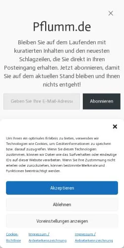 Forhåndsvisning av nettstedet Pflumm, medium fra Tyskland for sponsede artikler