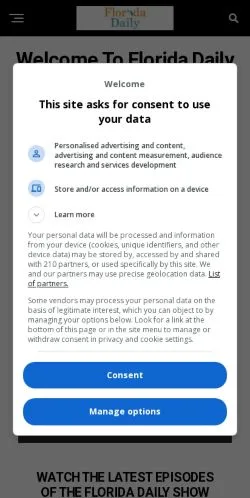 Anteprima del sito Florida Daily, media di Stati Uniti per articoli sponsorizzati