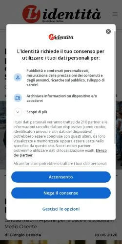 Anteprima del sito L'Identità, media di Italia per articoli sponsorizzati