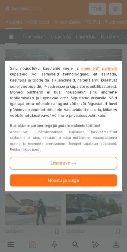 Anteprima del sito Logistikauudised, media di Estonia per articoli sponsorizzati