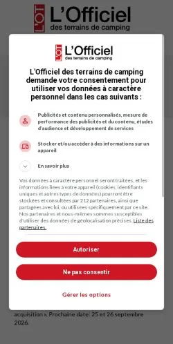 Anteprima del sito L'Officiel Campings, media di Francia per articoli sponsorizzati