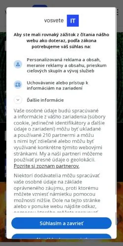 Podgląd witryny Vosveteit, medium z kraju Słowacja do artykułów sponsorowanych