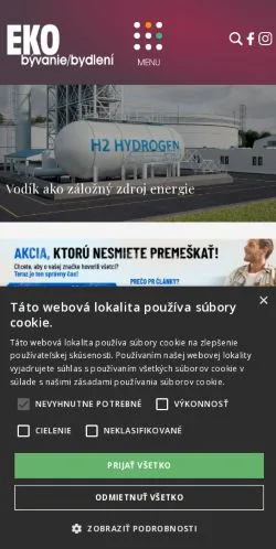 Podgląd witryny EKO Bývanie, medium z kraju Słowacja do artykułów sponsorowanych