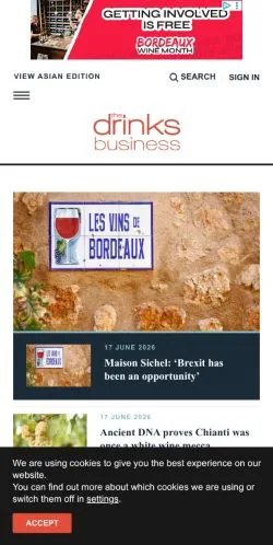 Anteprima del sito The Drinks Business, media di Regno Unito per articoli sponsorizzati