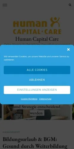 Anteprima del sito Human Capital Care, media di Germania per articoli sponsorizzati