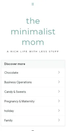 Pré-visualização do site The Minimalist Mom, meio de Estados Unidos para artigos patrocinados