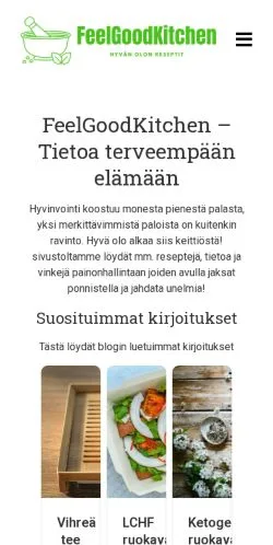 스폰서 기사용 핀란드 매체 FeelGoodKitchen 사이트 미리보기