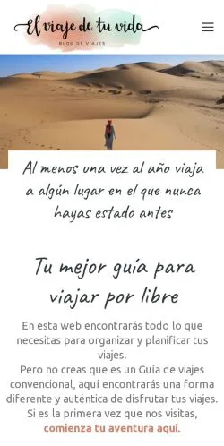 Anteprima del sito El Viaje de tu Vida, media di Spagna per articoli sponsorizzati