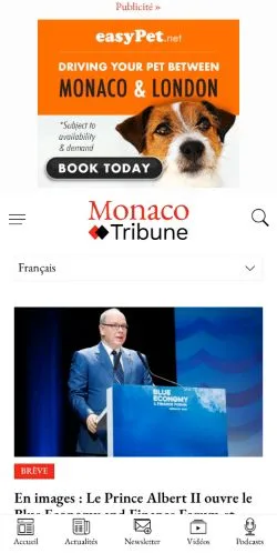 스폰서 기사용 프랑스 매체 Monaco Tribune 사이트 미리보기