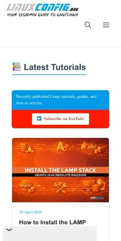 Pré-visualização do site LinuxConfig, meio de Estados Unidos para artigos patrocinados