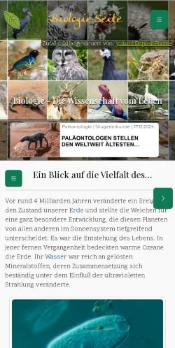 Anteprima del sito Biologie Seite, media di Germania per articoli sponsorizzati