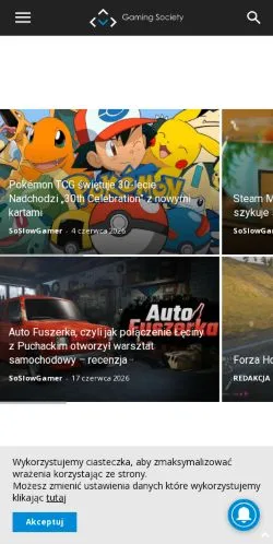 Anteprima del sito Gaming Society, media di Polonia per articoli sponsorizzati