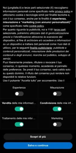 Podgląd witryny Jung Italia, medium z kraju Włochy do artykułów sponsorowanych