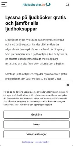 Podgląd witryny Alla Ljudböcker, medium z kraju Szwecja do artykułów sponsorowanych