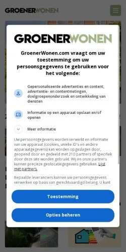 Voorbeeld van de site Groener Wonen, medium uit Nederland voor gesponsorde artikelen