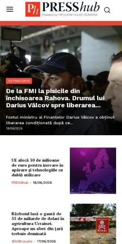 Pré-visualização do site PressHUB, meio de Romênia para artigos patrocinados